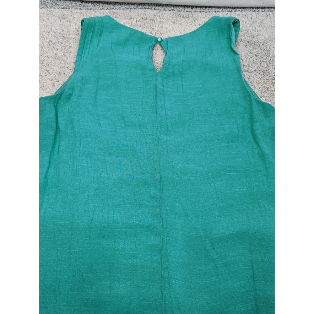 Luxology Midi Dress Teal with‎ Aztec Embroidery Medium Beachwear Western Boho - Picture 14 of 14